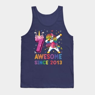 Awesome Since 2013 Dabbing Unicorn Shirt 7th Birthday Party Tank Top